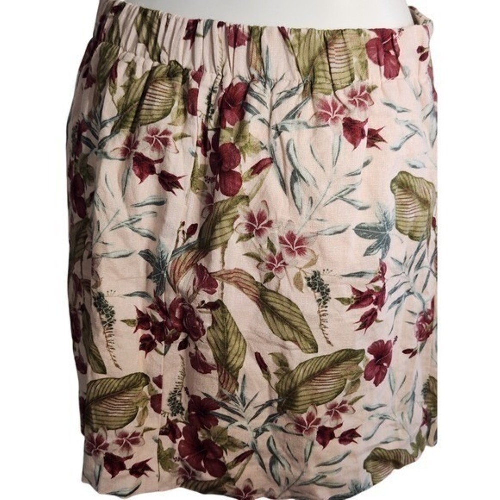 Maison d'Amelie Paris Linen Aloha tropical pink wrap mini skirt M - Picture 3 of 13